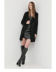 Płaszcz płaszcz z domieszką kaszmiru kolor czarny przejściowy dwurzędowy - Answear.com Boss