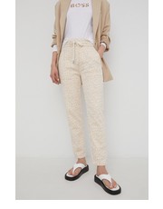 Spodnie spodnie dresowe damskie kolor beżowy wzorzyste - Answear.com Boss