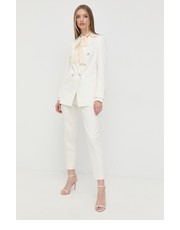 Spodnie spodnie damskie kolor biały fason cygaretki high waist - Answear.com Boss