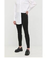 Spodnie spodnie damskie kolor czarny dopasowane high waist - Answear.com Boss