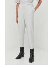 Spodnie spodnie damskie kolor szary proste high waist - Answear.com Boss