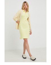 Sukienka sukienka bawełniana kolor żółty mini prosta - Answear.com Boss