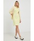Sukienka Boss sukienka bawełniana kolor żółty mini prosta