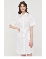 Sukienka sukienka bawełniana kolor biały mini prosta - Answear.com Boss