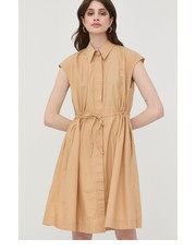 Sukienka sukienka bawełniana kolor beżowy mini rozkloszowana - Answear.com Boss