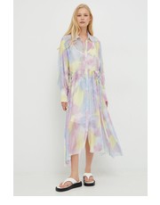 Sukienka sukienka kolor fioletowy midi rozkloszowana - Answear.com Boss