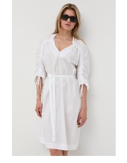 Sukienka sukienka bawełniana kolor biały mini rozkloszowana - Answear.com Boss