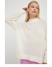 Sweter sweter z domieszką wełny damski kolor biały lekki - Answear.com Boss