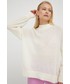 Sweter Boss sweter z domieszką wełny damski kolor biały lekki