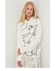 Sweter sweter z domieszką jedwabiu damski kolor beżowy - Answear.com Boss