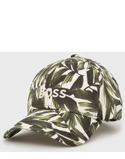 Czapka czapka bawełniana kolor zielony wzorzysta - Answear.com Boss
