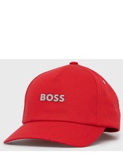 Czapka czapka bawełniana  CASUAL kolor czerwony z aplikacją - Answear.com Boss