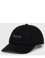 Czapka czapka bawełniana  CASUAL kolor czarny z aplikacją - Answear.com Boss