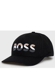 Czapka czapka bawełniana kolor czarny z nadrukiem - Answear.com Boss