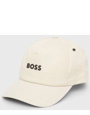 Czapka czapka bawełniana  CASUAL kolor beżowy z aplikacją - Answear.com Boss