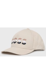 Czapka czapka bawełniana kolor beżowy z nadrukiem - Answear.com Boss