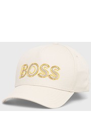 Czapka czapka bawełniana  ATHLEISURE kolor beżowy z nadrukiem - Answear.com Boss