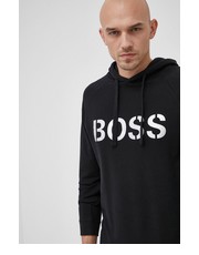 Bluza męska Bluza męska kolor czarny z kapturem z nadrukiem - Answear.com Boss