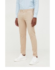 Spodnie męskie spodnie  CASUAL męskie kolor beżowy w fasonie chinos - Answear.com Boss