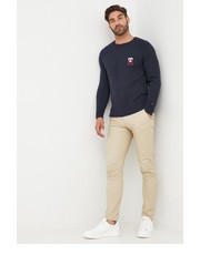 Spodnie męskie spodnie męskie kolor beżowy dopasowane - Answear.com Boss