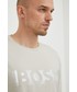 T-shirt - koszulka męska Boss t-shirt bawełniany  ATHLEISURE kolor beżowy z nadrukiem