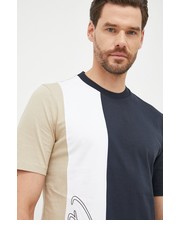 T-shirt - koszulka męska t-shirt bawełniany kolor granatowy wzorzysty - Answear.com Boss
