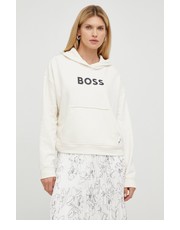 Bluza bluza bawełniana damska kolor beżowy z kapturem gładka - Answear.com Boss