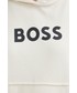 Bluza Boss bluza bawełniana damska kolor beżowy z kapturem gładka