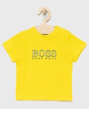Koszulka t-shirt dziecięcy kolor żółty z nadrukiem - Answear.com Boss