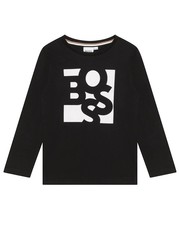 Koszulka longsleeve bawełniany dziecięcy kolor czarny z nadrukiem - Answear.com Boss