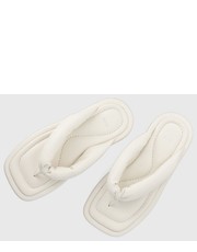 Japonki damskie japonki skórzane Gillian Thong-N damskie kolor biały na płaskim obcasie - Answear.com Boss