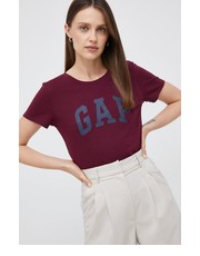 Bluzka t-shirt bawełniany kolor bordowy - Answear.com Gap