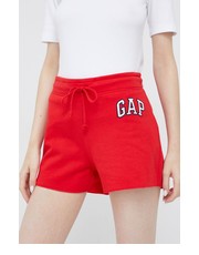Spodnie szorty damskie kolor czerwony z aplikacją high waist - Answear.com Gap