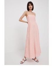 Sukienka sukienka lniana kolor różowy midi rozkloszowana - Answear.com Gap