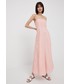Sukienka Gap sukienka lniana kolor różowy midi rozkloszowana