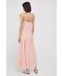 Sukienka Gap sukienka lniana kolor różowy midi rozkloszowana