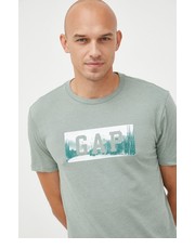 T-shirt - koszulka męska t-shirt męski kolor zielony z nadrukiem - Answear.com Gap