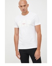 T-shirt - koszulka męska t-shirt bawełniany kolor biały z nadrukiem - Answear.com Gap