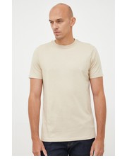 T-shirt - koszulka męska t-shirt bawełniany kolor beżowy gładki - Answear.com Gap