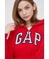 Bluza Gap bluza damska kolor czerwony z kapturem z aplikacją