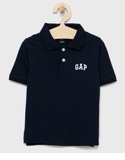 Koszulka polo bawełniane kolor granatowy gładki - Answear.com Gap