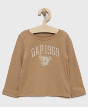 Koszulka longsleeve bawełniany dziecięcy kolor brązowy - Answear.com Gap