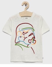 Koszulka t-shirt bawełniany kolor biały z aplikacją - Answear.com Gap