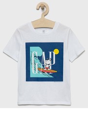 Koszulka t-shirt dziecięcy kolor biały z nadrukiem - Answear.com Gap