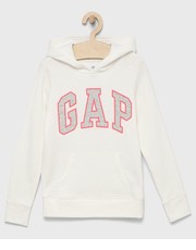 Bluza bluza dziecięca kolor biały z kapturem z nadrukiem - Answear.com Gap