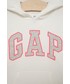 Bluza Gap bluza dziecięca kolor biały z kapturem z nadrukiem