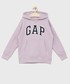 Bluza Gap bluza dziecięca kolor fioletowy z kapturem z aplikacją