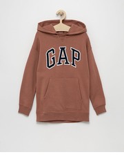 Bluza bluza dziecięca kolor brązowy z kapturem wzorzysta - Answear.com Gap