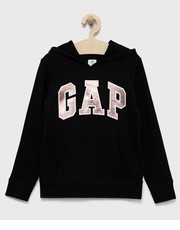 Bluza bluza dziecięca kolor czarny z kapturem z nadrukiem - Answear.com Gap