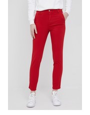 Spodnie United Colors of Benetton spodnie damskie kolor czerwony fason chinos medium waist - Answear.com United Colors Of Benetton